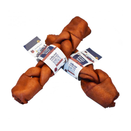Fresh Snack Natural hueso ahumado trenzado (Rawhide Braided Beef) 30 ud