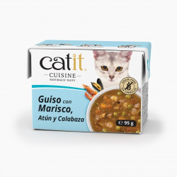 Guiso para gatos Catit Cuisine  Marisco, Atún y Calabaza 95gr