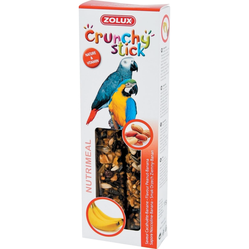 Zolux Crunchy Stick Barritas para loros de cacahuetes y plátano (2 uds)