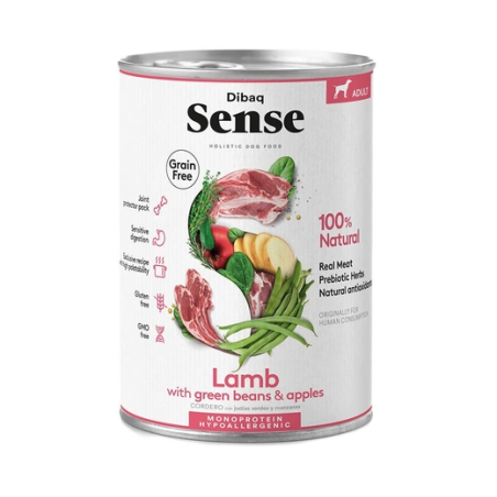 Dibaq Sense Lata Dog Grain Free Cordero, Judia y Manzana 380gr