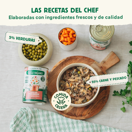 Wild Balance Lata Guiso del Pescador con Salmón y Cerdo para perros 400g