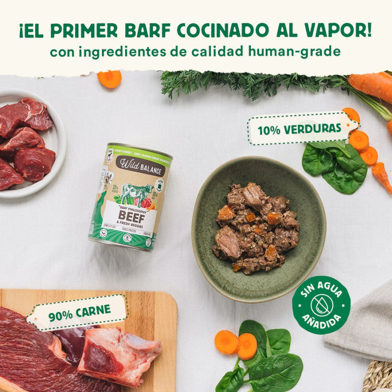 Wild Balance Lata de Salmón y Ternera para perros 400g - Filosofía BARF