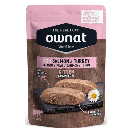 Ownat Wetline Grain Salmón y Pavo Kitten 85gr