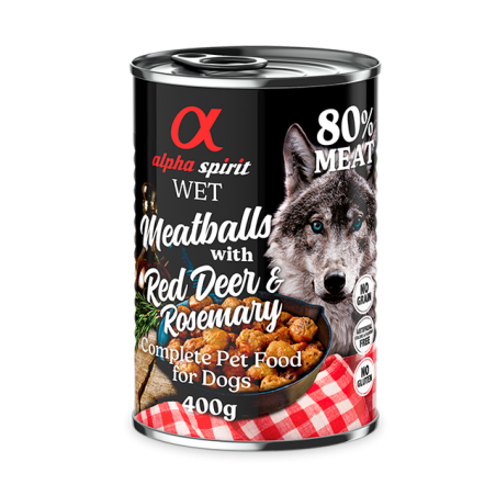 Alpha Spirit Lata de Albóndigas Ciervo y Romero para Perros 400gr