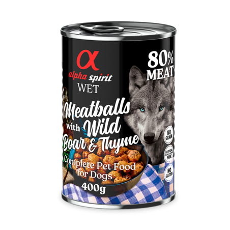 Alpha Spirit Lata de Albóndigas Jabalí y Tomillo para Perros 400gr