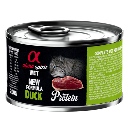 Alpha Spirit Lata de Pato Para Gatos Esterilizados 200gr