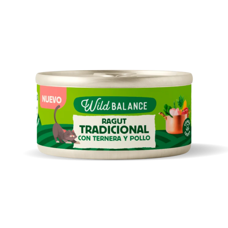 Wild Balance Lata de Ragut Tradicional de Ternera y Pollo para Gatos 80gr