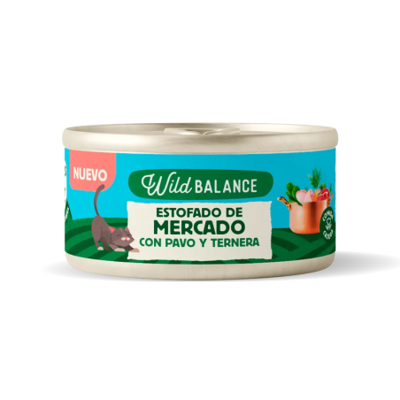 Wild Balance Lata de Estofado de Mercado con Pavo y Ternera para Gatos 80gr
