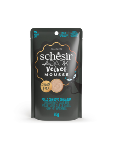 Schesir CAT AFTER DARK Pouch Pollo y Huevo de Codorniz en Mousse 80gr