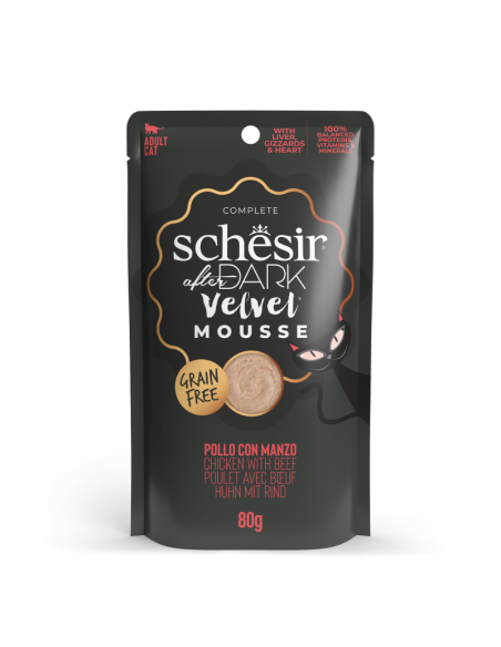 Schesir CAT AFTER DARK Pouch Pollo y Ternera en Mousse 80gr