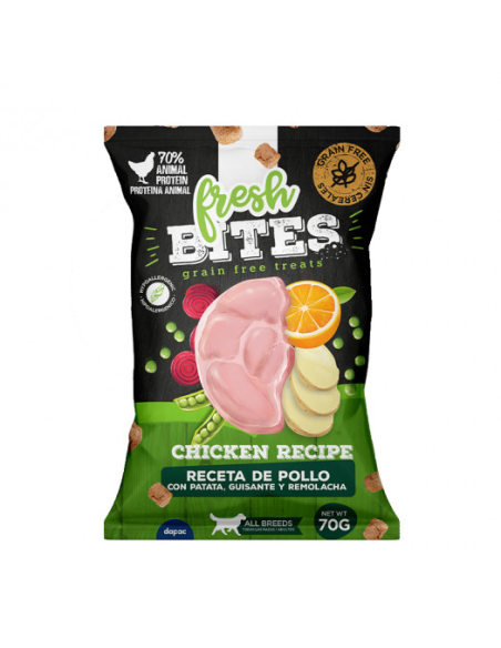 Fresh Snaks Bites grain free snacks de pollo para perros 70 g