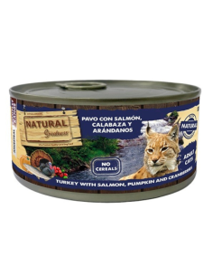 Natural Greatness Lata de Salmón Pavo Calabaza Arándanos para Gatos 1,85Ggr