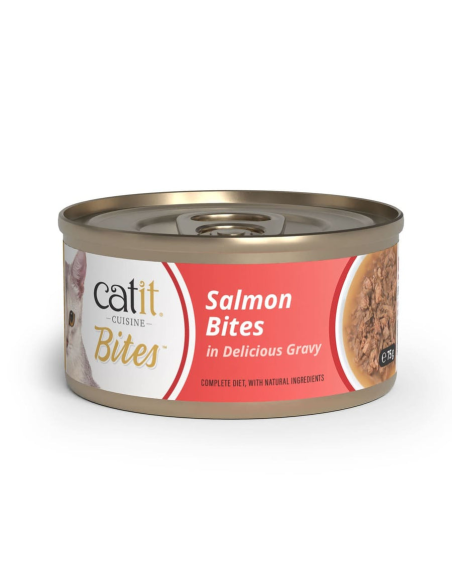 Catit Trocitos de carne Pollo con Salmón en salsa para gatos Cuisine Bites
