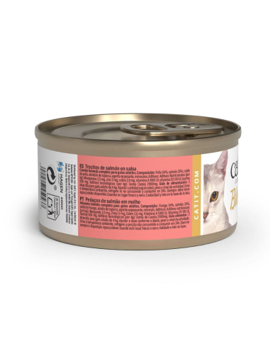 Catit Trocitos de carne Pollo con Salmón en salsa para gatos Cuisine Bites