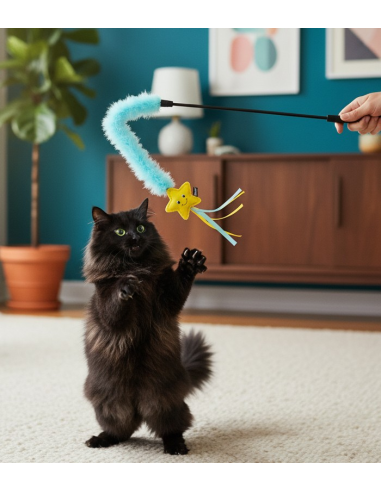 Twinbee caña con estrella de mar para gato.