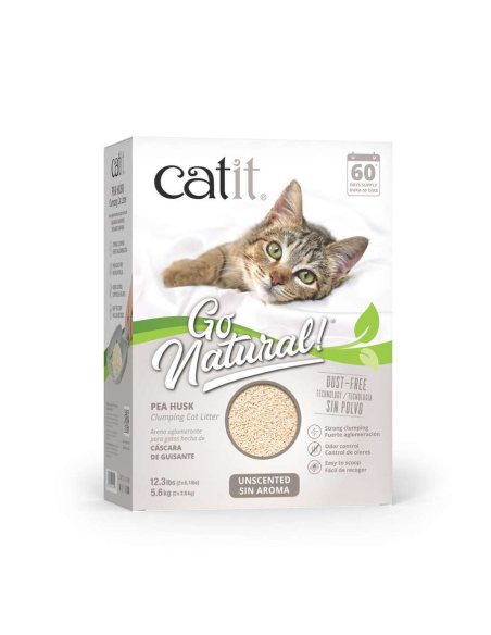 Arena para Gatos Aglomerante de Cáscara de Guisante Catit Go Natural 5,6kg