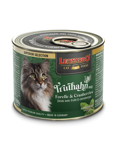 Leonardo Superior Lata Pavo con Trucha y Arándano Rojo para Gatos 200gr