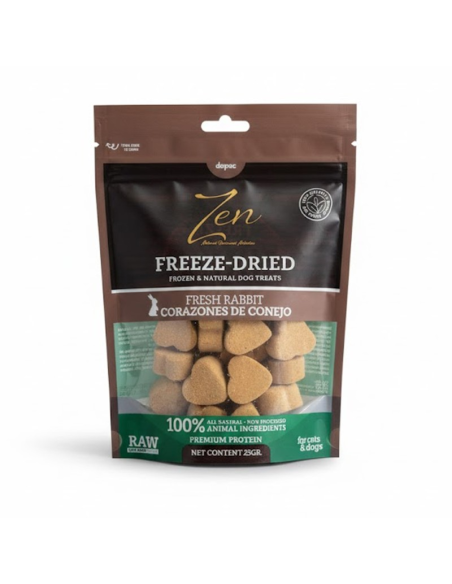 ZEN Freeze Dried Carne de conejo con hueso crudo en forma de corazón liofilizada