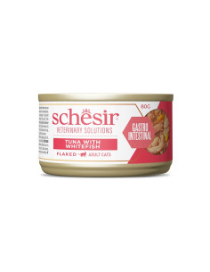Schesir Gastrointestinal Trocitos de Atún con Pescado Blanco en caldo 80gr
