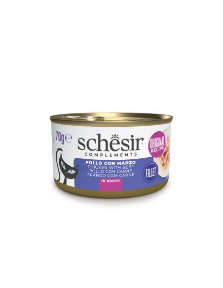 Schesir CAT Lata Pollo y Buey con Arroz en Caldo 70gr