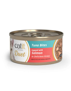 Dúo Atún con Salmón de carne con toppings para gatos Catit Cuisine Duet 75gr