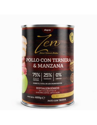 Zen paté hipoalergénico Pollo con ternera y manzana - 400gr