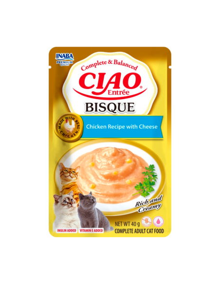 Churu gato entree bisque receta de pollo con queso 40g