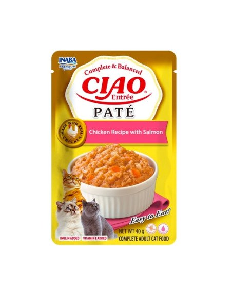 Churu gato entree paté receta de pollo con salmón 40g
