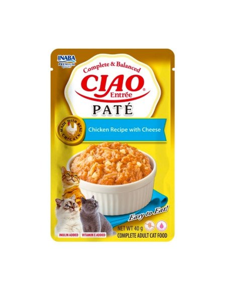 Churu gato entree paté receta de pollo con queso 40g