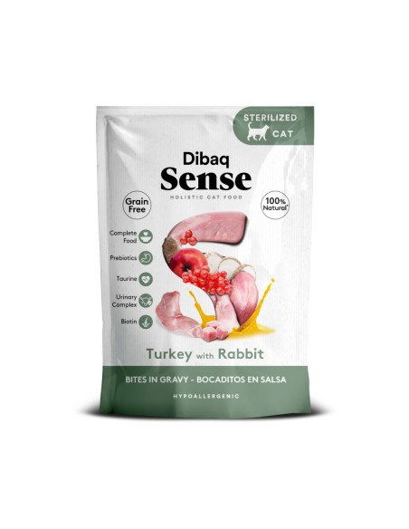 Dibaq Sense Cat Bites Pavo con Conejo 100 Gr
