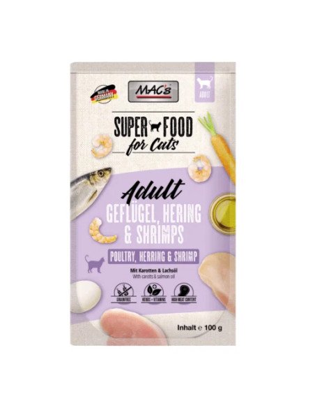MAC's Cat Pouch Ave de Corral, Arenque y Camarones 100gr