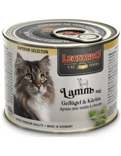 Leonardo Superior Selection Cordero con Ave y Calabaza Lata para Gatos 200gr